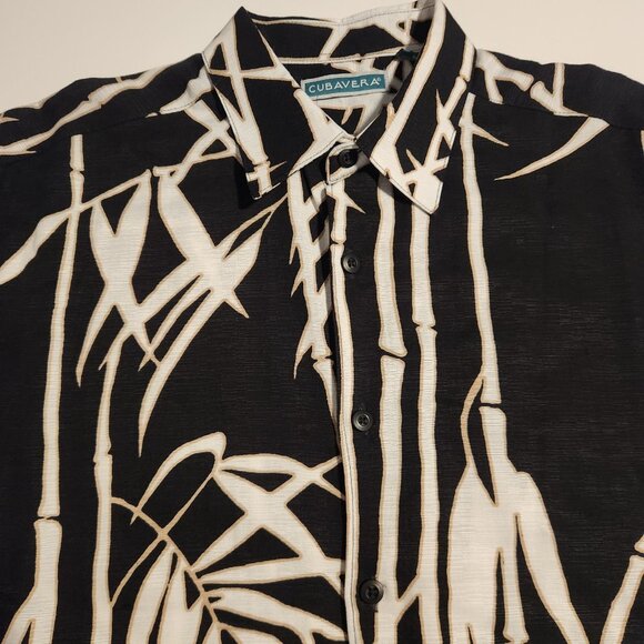 Cubavera Hawaiian Shirt Button Up Rayon Bamboo Palms Black Mens Medium NEW NWOT - Picture 3 of 11